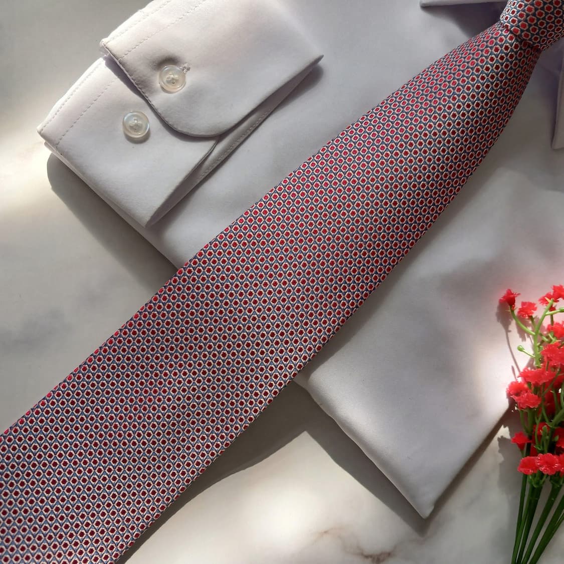 DAKS 닥스 실크 레드 패턴 넥타이 8cm A+등급 E844
 상품이미지4