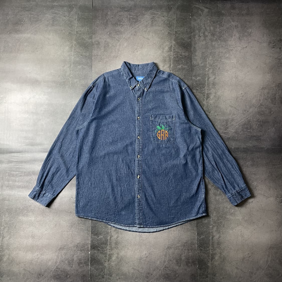 PORT&COMPANY 빈티지 중청 데님 코튼 셔츠 A00565 상품이미지1