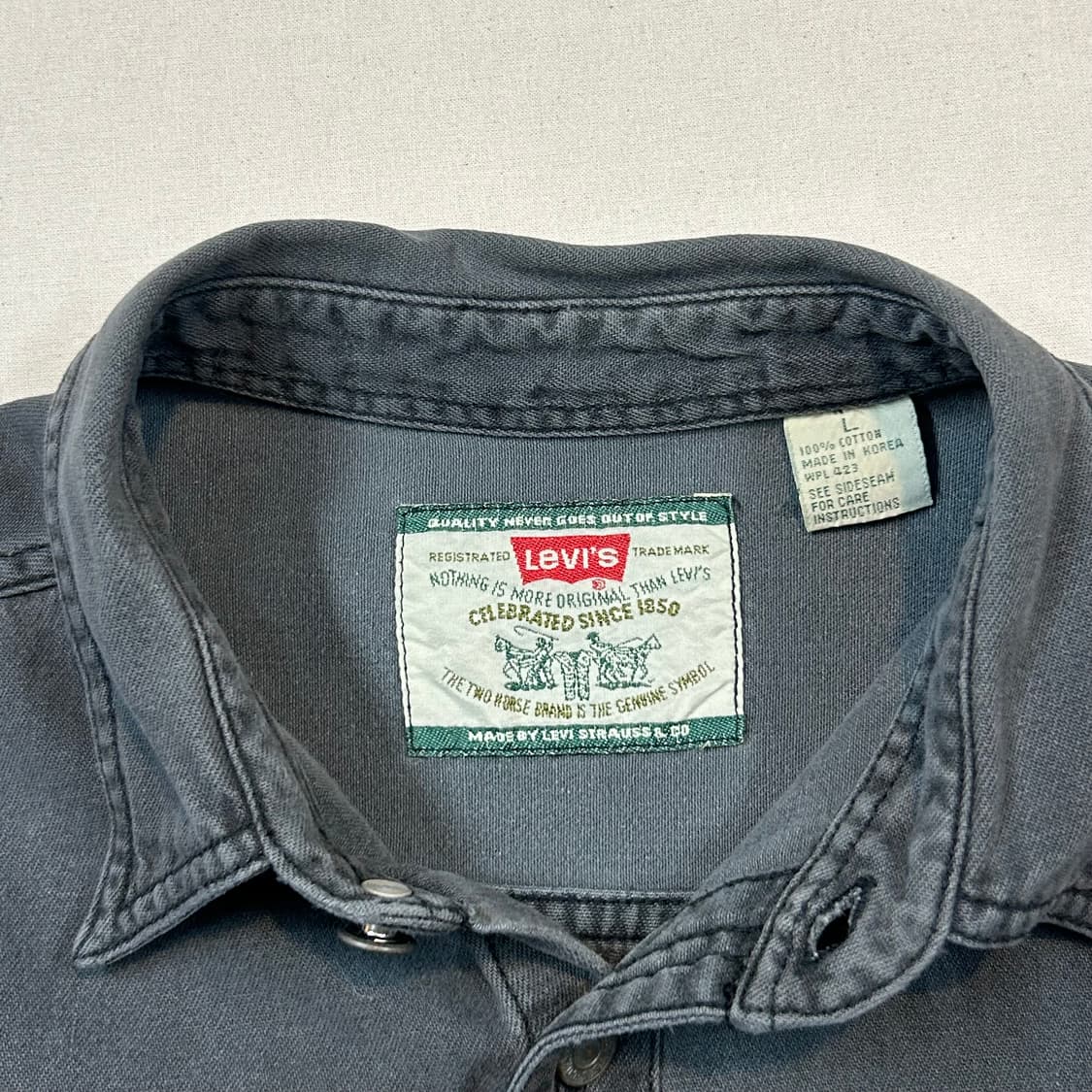 L) 리바이스 흑청 투포켓 워크 데님 셔츠 자켓 T버튼 타입 상품이미지7