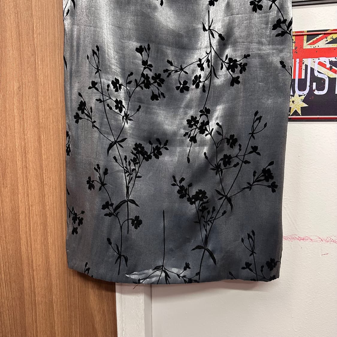 Gray Satin Velvet Flower Long Dress 상품이미지4