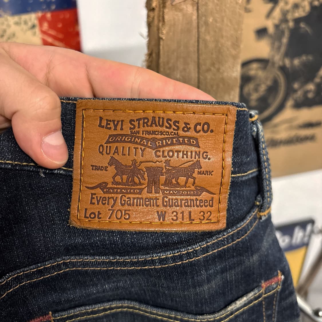 00s 리바이스 705 재팬라인 그런지 헤비워싱 데님팬츠 N999   상품이미지8