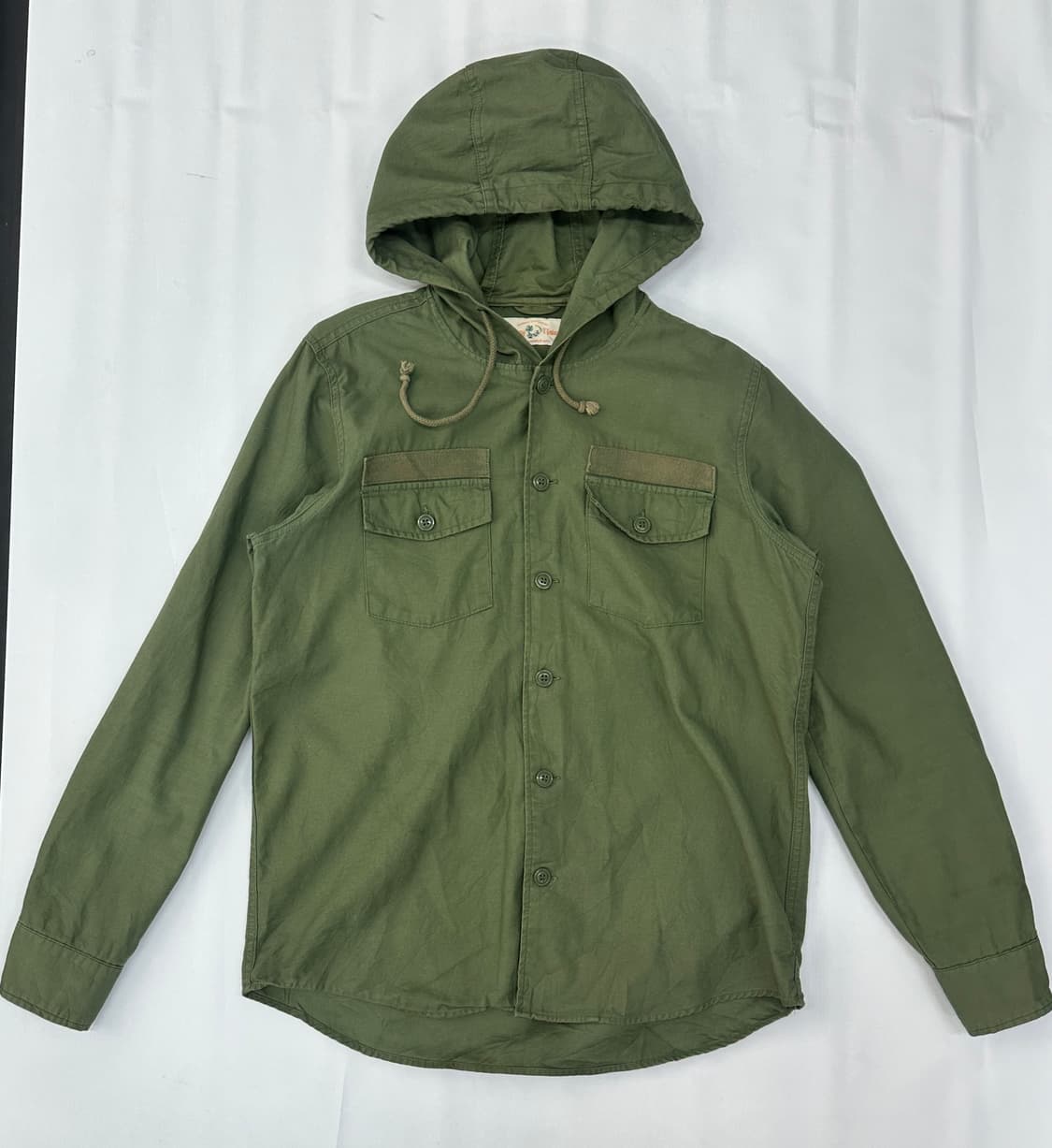 올리브 카키 아메카지 후드 셔츠 그런지 에스닉 보헤미안 밀리터리 펑크 상품이미지3