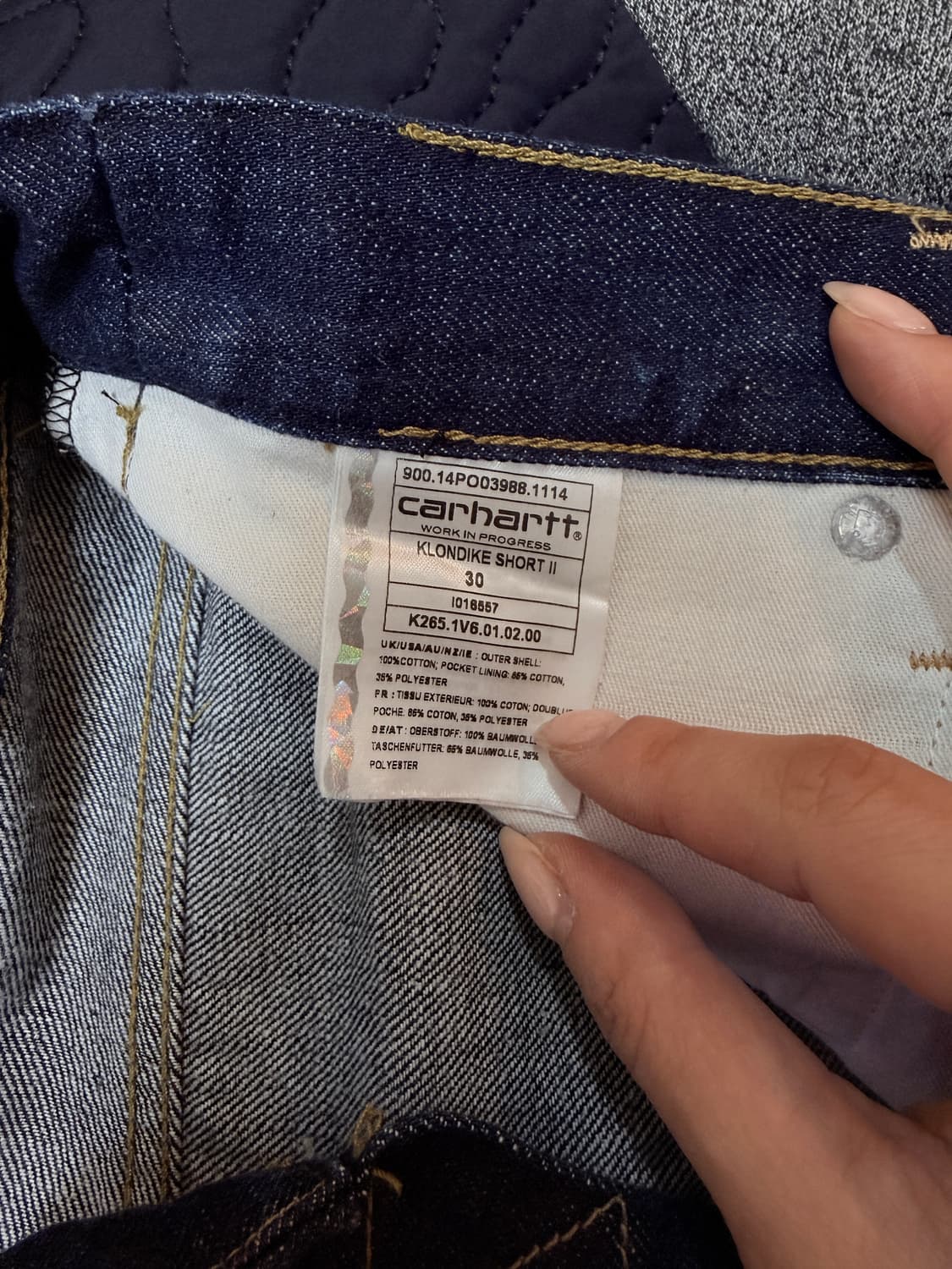 칼하트 WIP 데님 반바지 30 인치 생지 청반바지 남성 쇼츠 상품이미지10