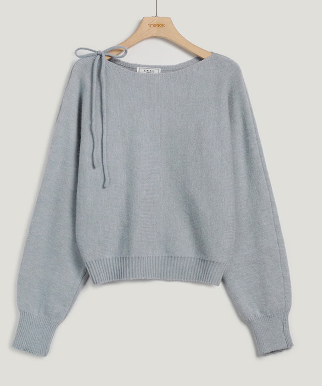 트위 하이티 숄더 리본 니트  상품이미지1