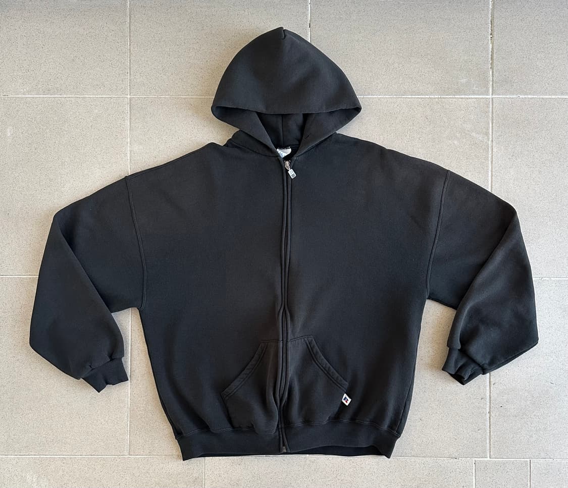 90s 빈티지 러셀 후드집업 블랙 XXL 상품이미지1