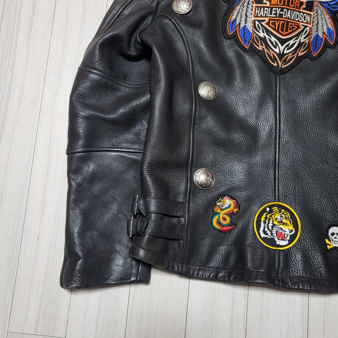 (L) 90s 빈티지 소가죽자켓 라이더자켓 카우하이드자켓 상품이미지8