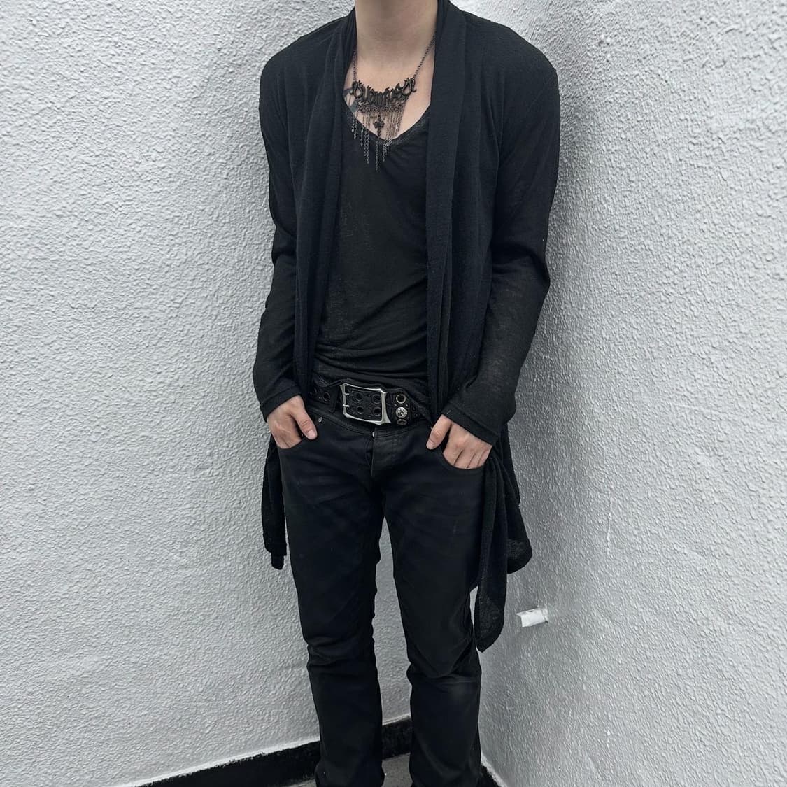 Black drape long cardigan 상품이미지5