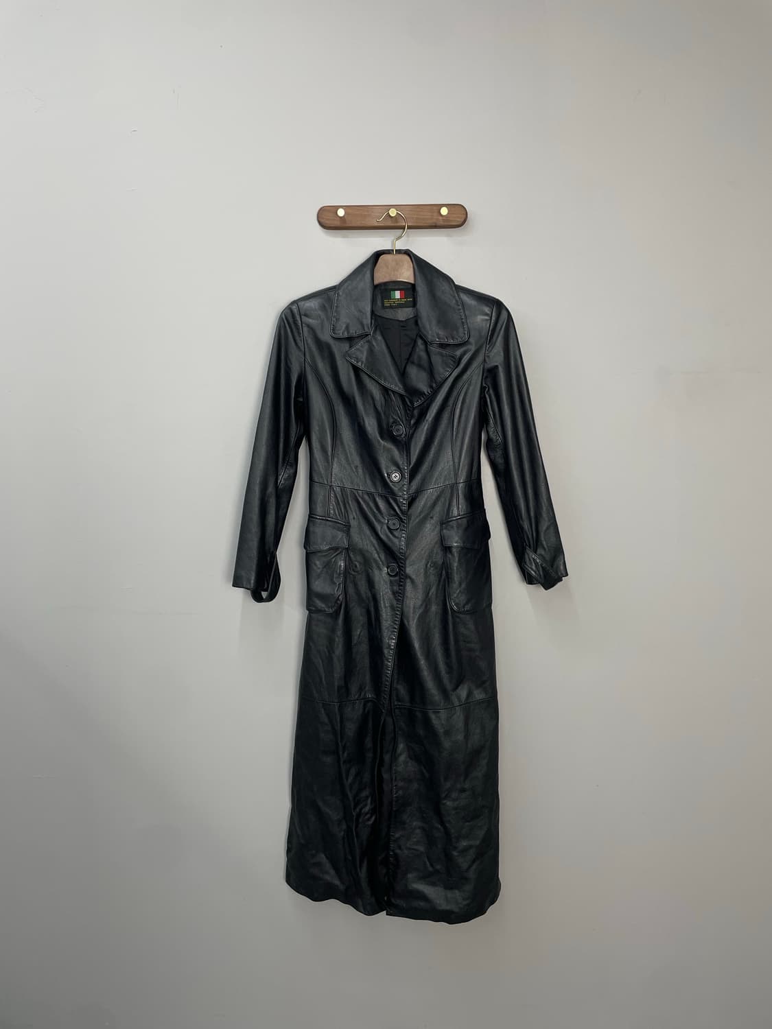 빈티지 블랙 가죽 트렌치코트 H1121 상품이미지2