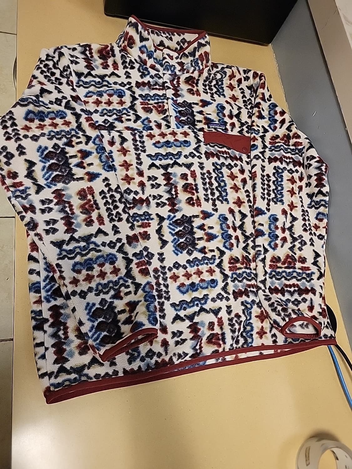 10s 파타고니아 신칠라 스냅T 패턴 플리스 자켓 레드멀티 상품이미지1
