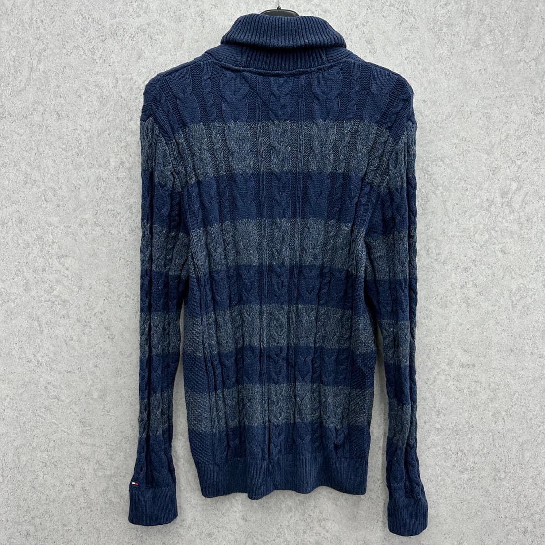 100 타미힐피거 남자 꽈배기 숄카라 니트 상품이미지2