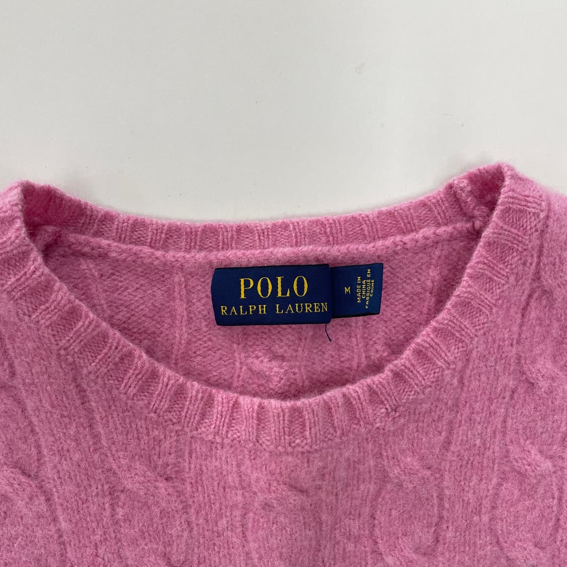 폴로 랄프로렌 캐시미어 블랜드 케이블 꽈베기 핑크 반팔 니트 상품이미지7