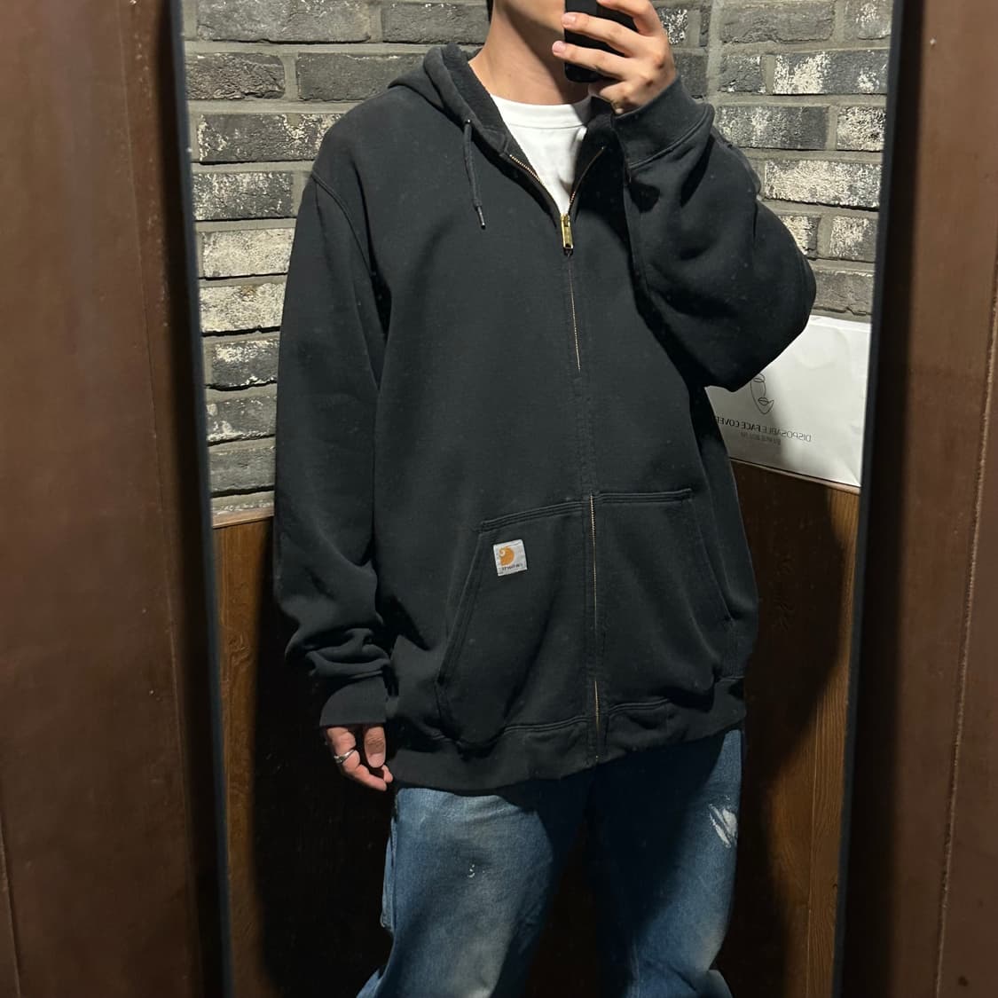 XXL) 칼하트 미드웨이트 루즈핏 후드집업 블랙 상품이미지9