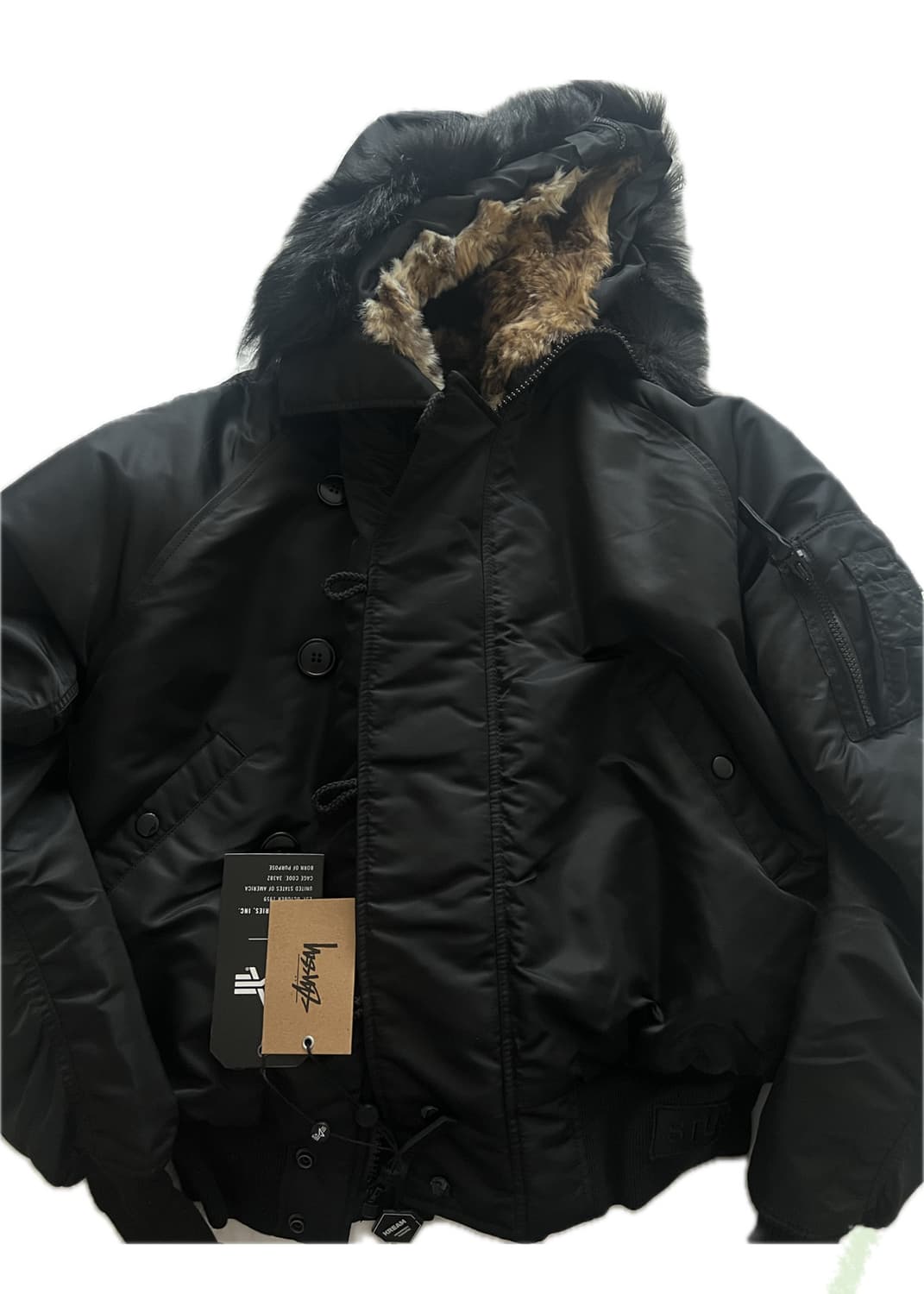 새상품) 스투시 x 알파 인더스트리 N-2B 자켓 숏 웨이스트 파카 블랙 상품이미지1