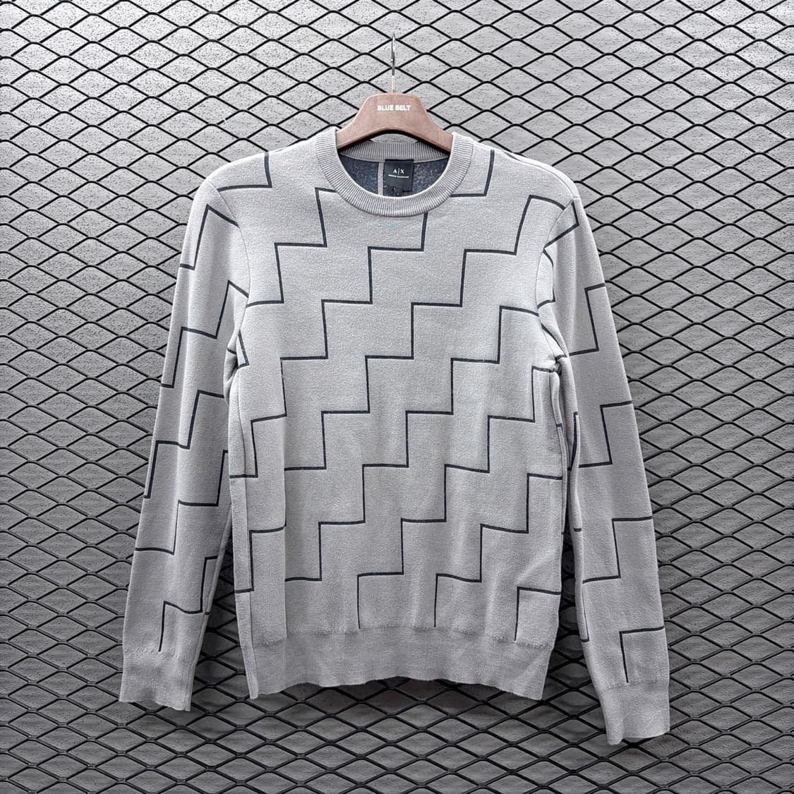 A/X 아르마니 익스체인지 미니멀 패턴 니트 지그재그 디테일 그레이 상품이미지2