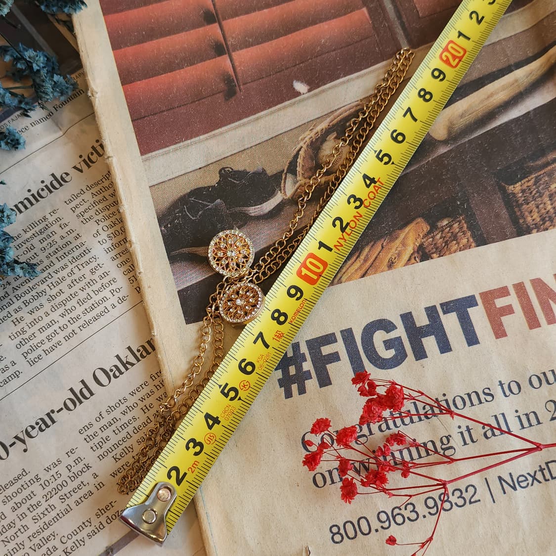 90s 프랑스 빈티지 쥬얼리 썬 플라워 커팅 레이어드 골드 체인 장식 상품이미지9