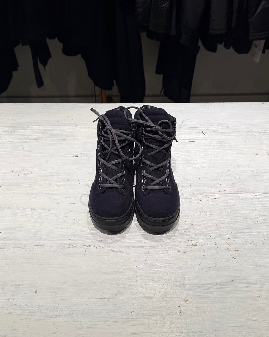 질샌더 네이비 펠트 레이스업 숏 부츠 상품이미지2