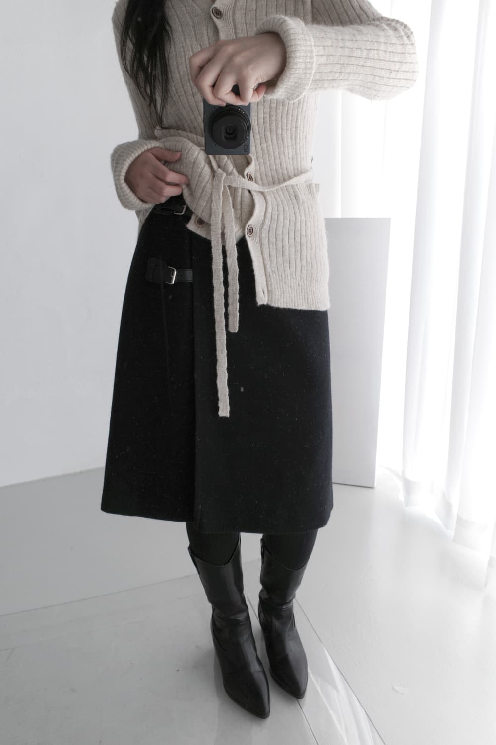 courreges) wool buckle wrap skirt  상품이미지7