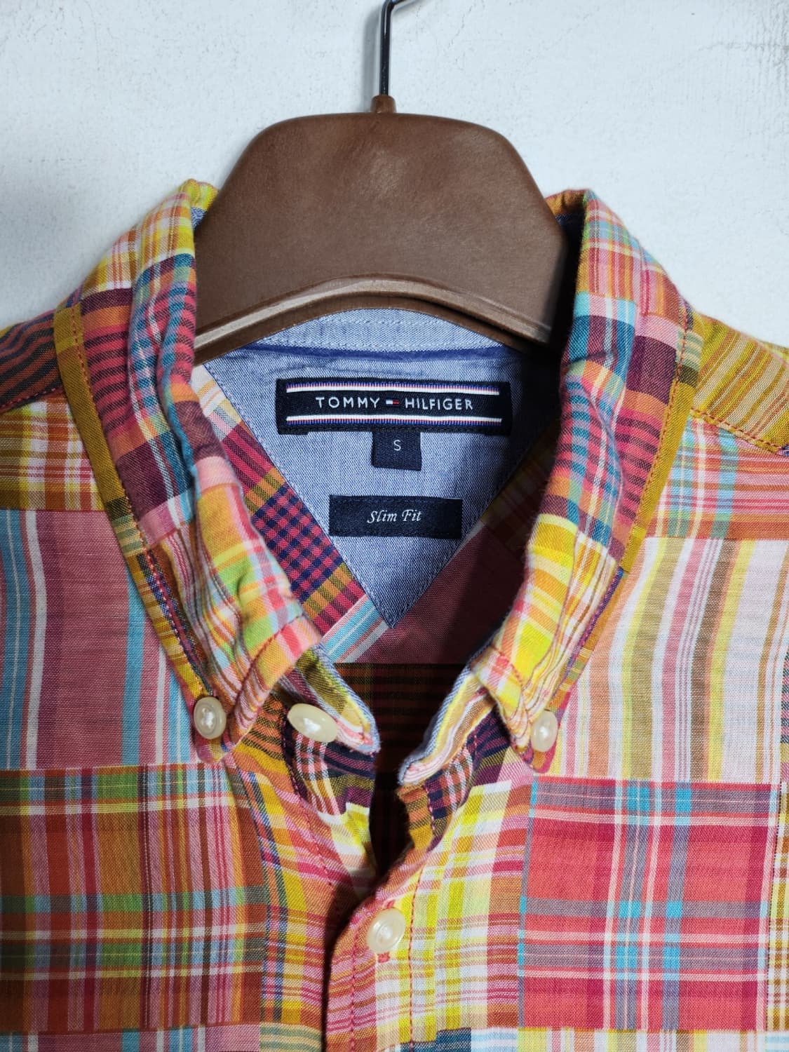 S 타미 힐피거 슬림핏 패치워크 멀티 체크 셔츠 상품이미지2