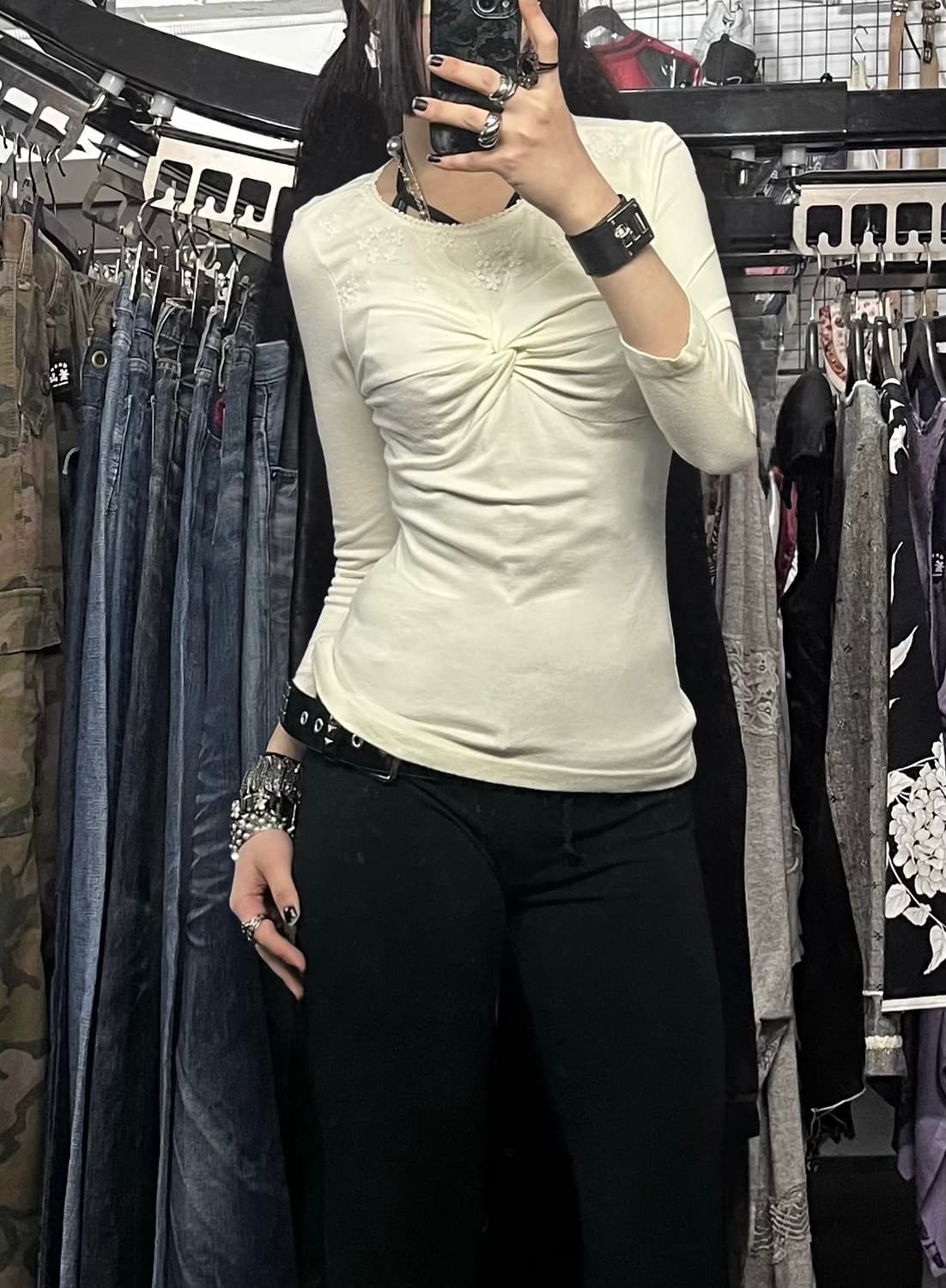 꾸레쥬 셔링 롱슬리브 상품이미지1