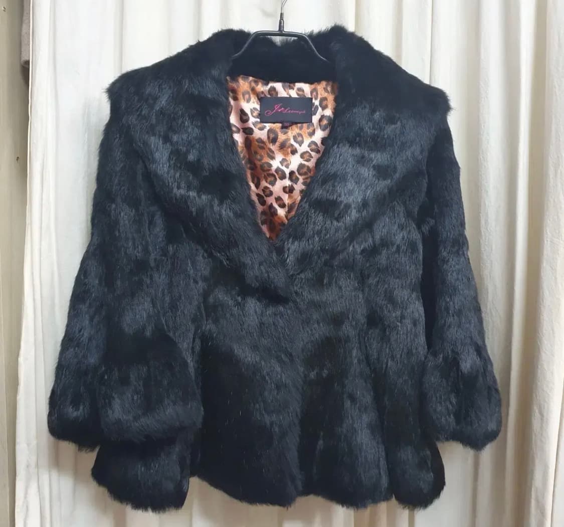 블랙퍼자켓 리얼퍼 토끼털 래빗퍼 갸루 오네갸루 퍼 상품이미지1