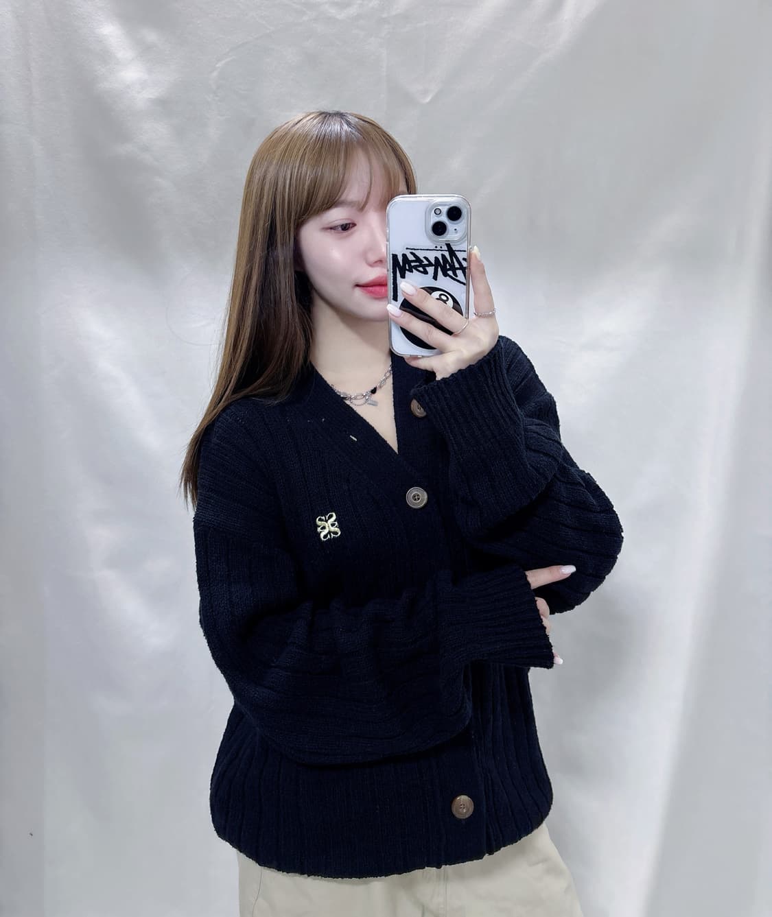 세터 블랙 스몰로고 가디건  상품이미지1