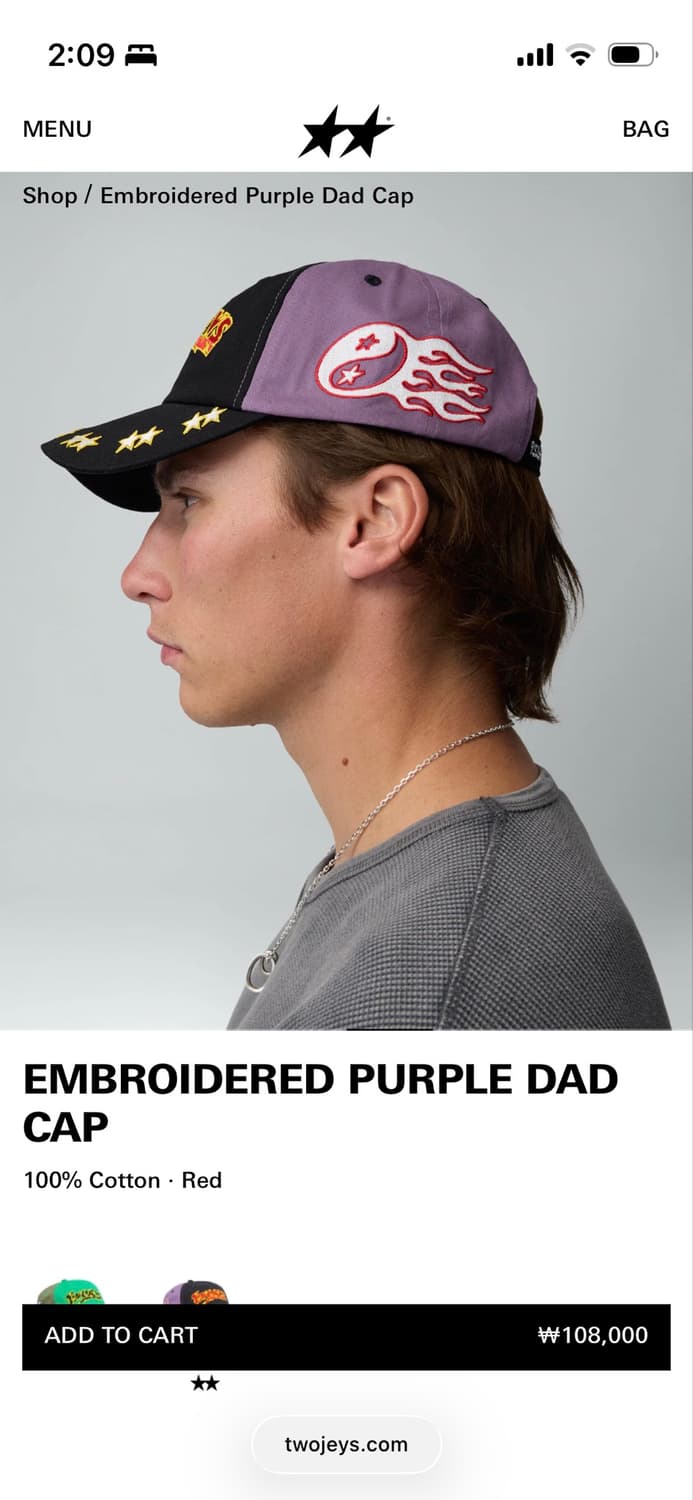 Twojeys Embroidered Purple Dad Cap 상품이미지3