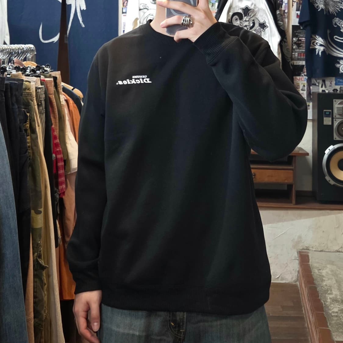 JPN 디키즈 후면 자수 오버핏 블랙 맨투맨 상품이미지2