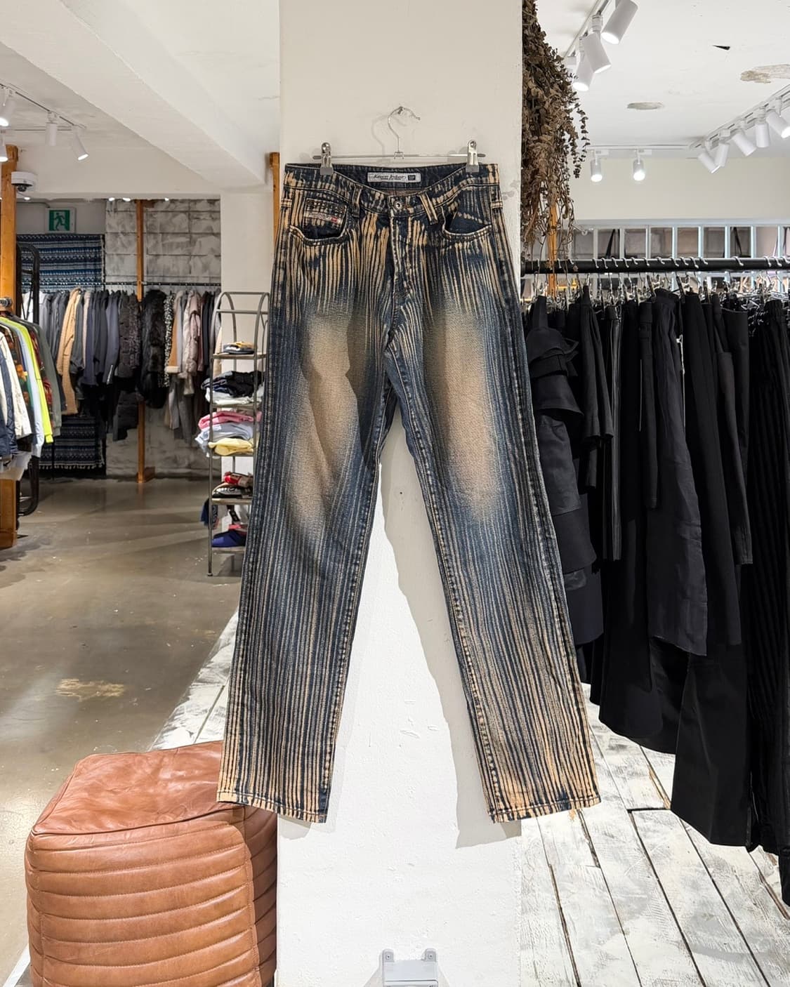 빈티지 케슨 인더스트리 스트라이프 워싱 데님 팬츠 상품이미지1