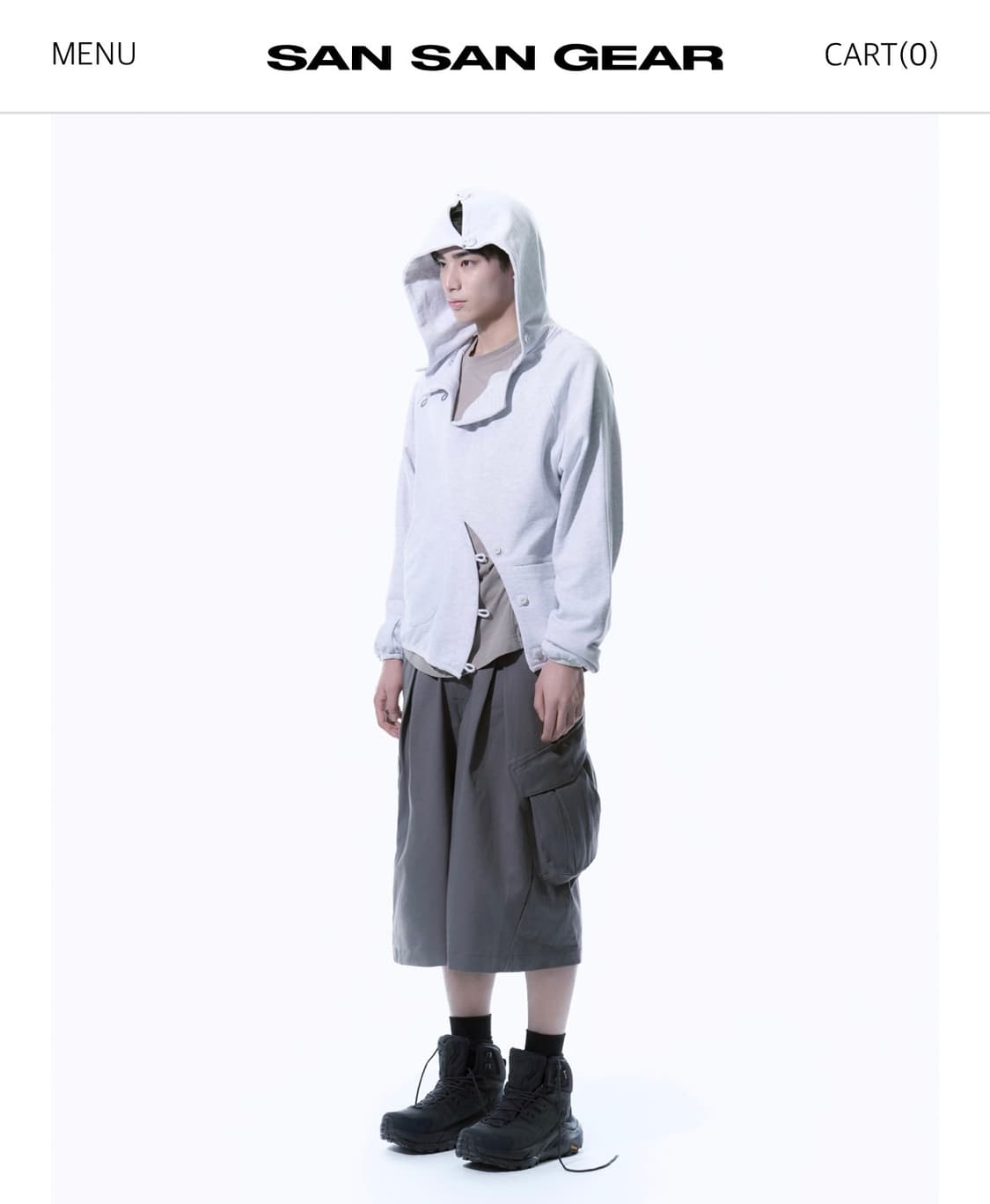 산산기어 버튼후디 화이트멜란지 상품이미지1