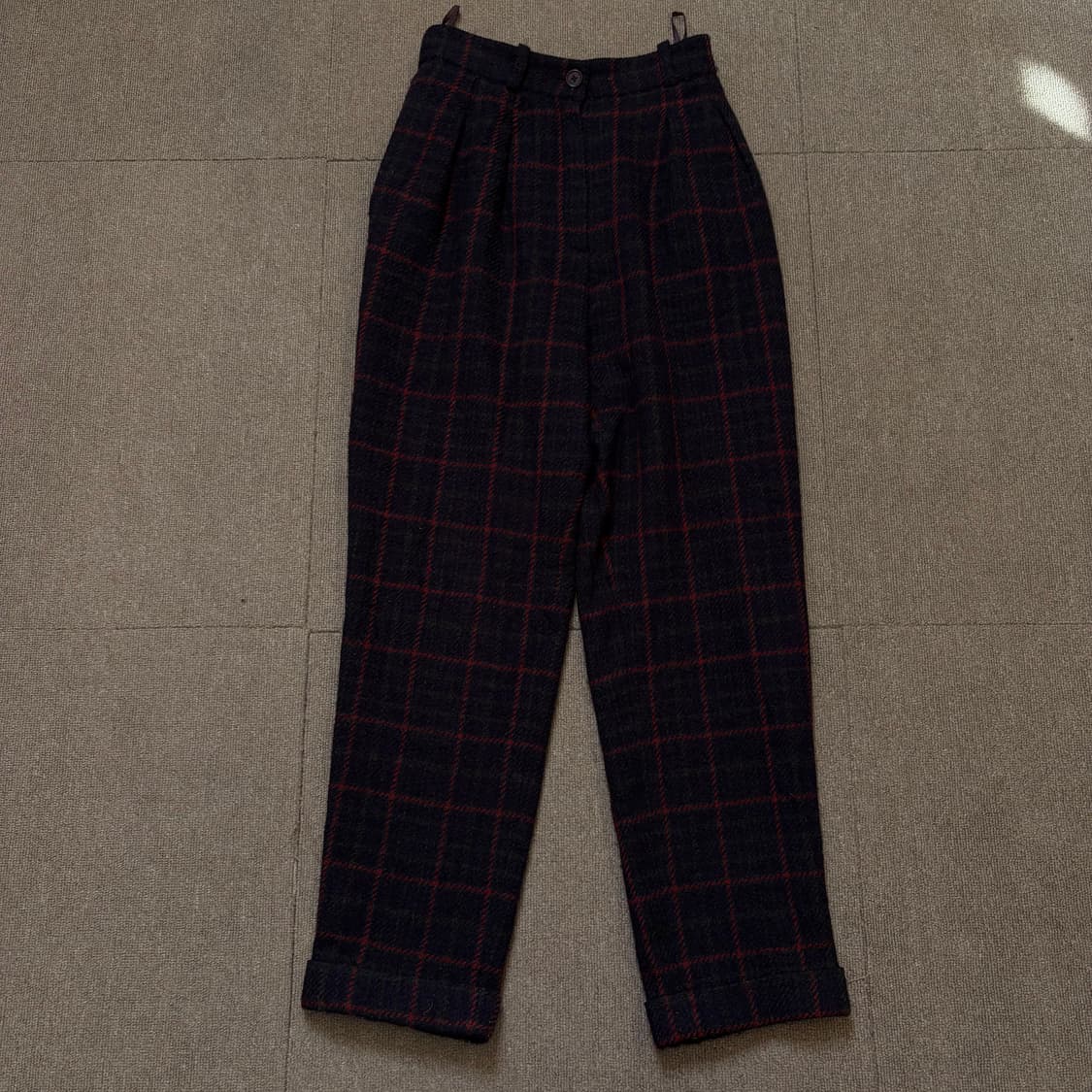 hermes 에르메스 빈티지 우먼스 하이웨스트 체크 슬랙스  상품이미지1