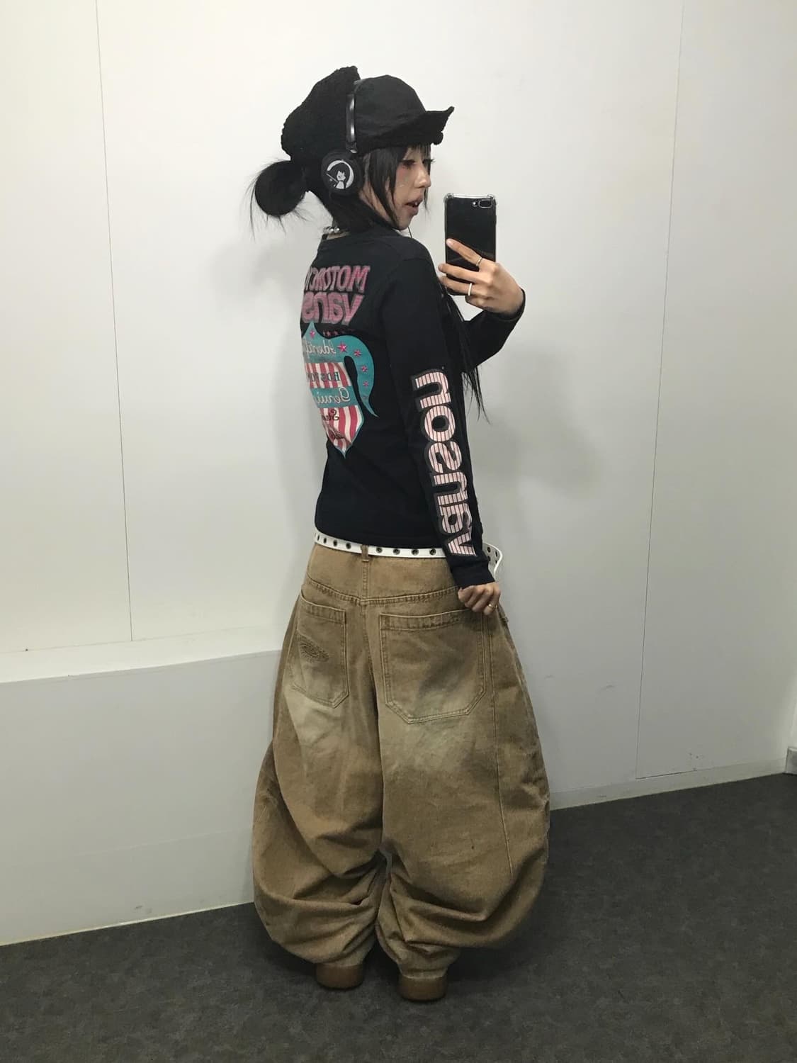 밴슨 핑크 스트라이프 로고 롱슬리브 상품이미지2