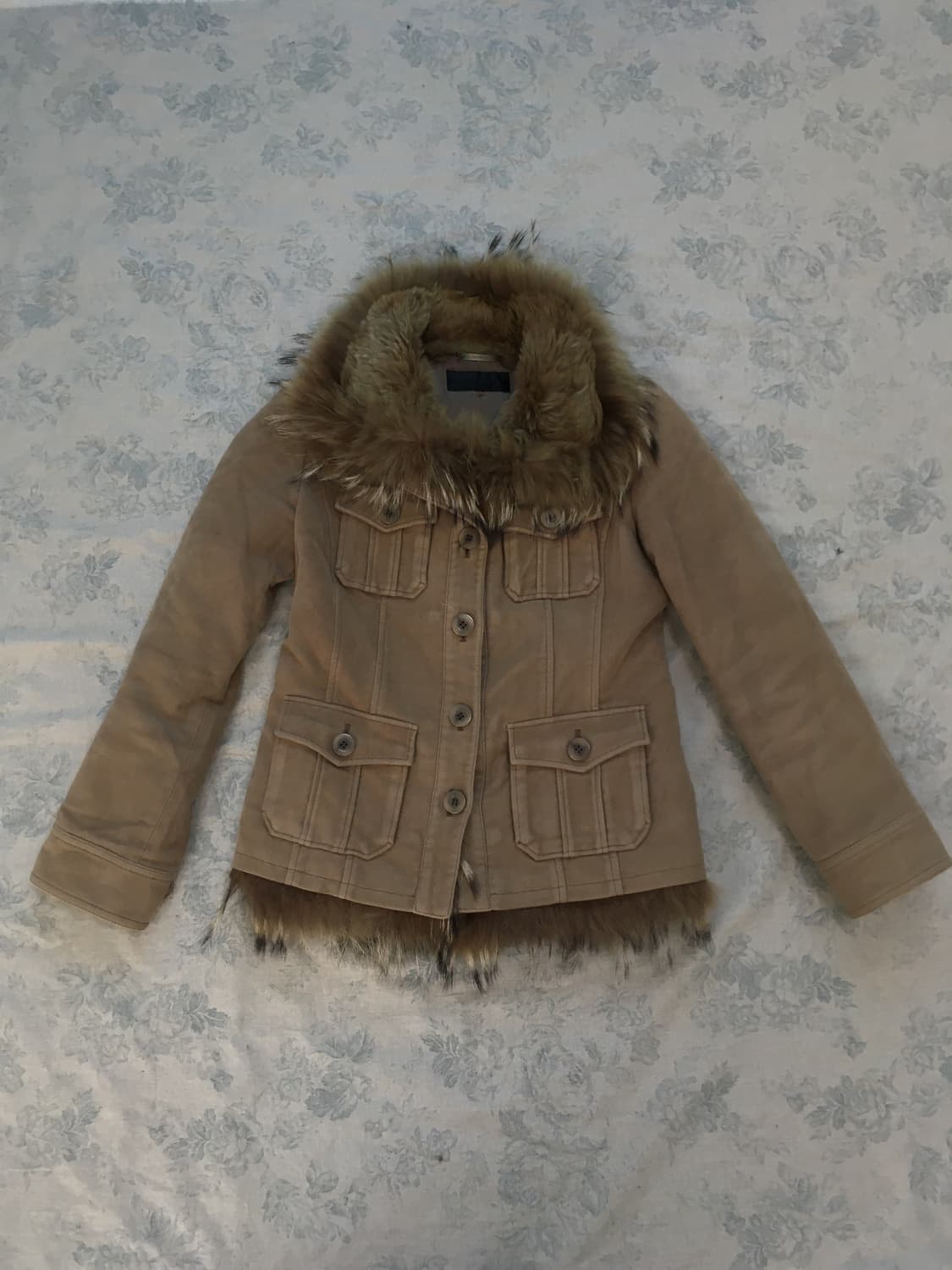 Vintage camel brown fur trimming jumper 상품이미지9