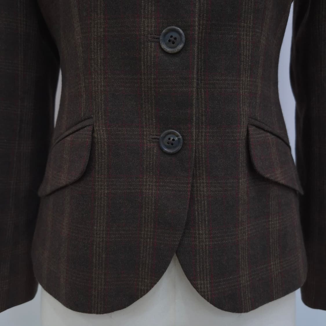 Lands’ End 브라운 체크 울 블레이저 상품이미지4