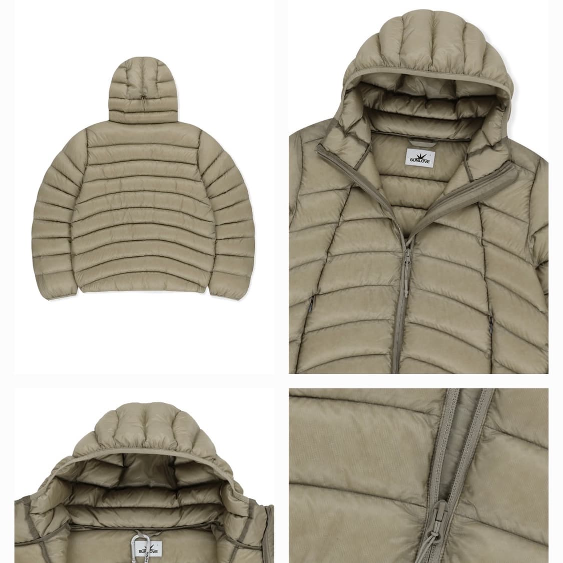 Hooded Fly Light Down Jacket (Stone, M) 상품이미지2