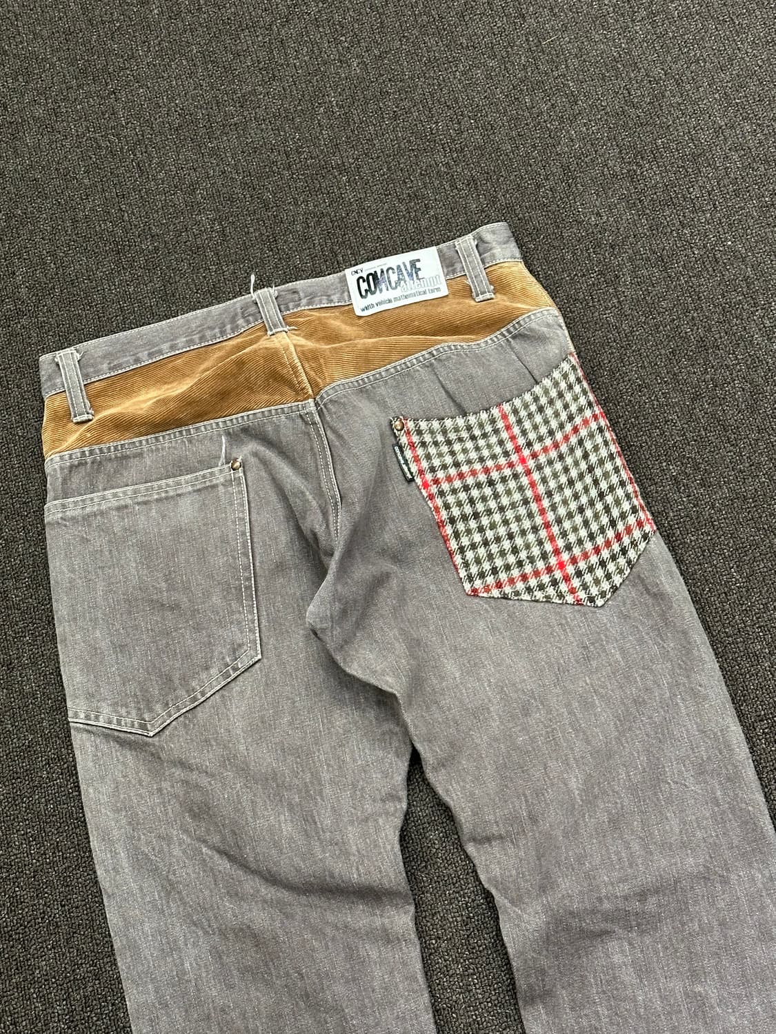 M)CONCAVE vintage 체크 패턴 코듀로이 레이어드 데님팬츠 상품이미지7