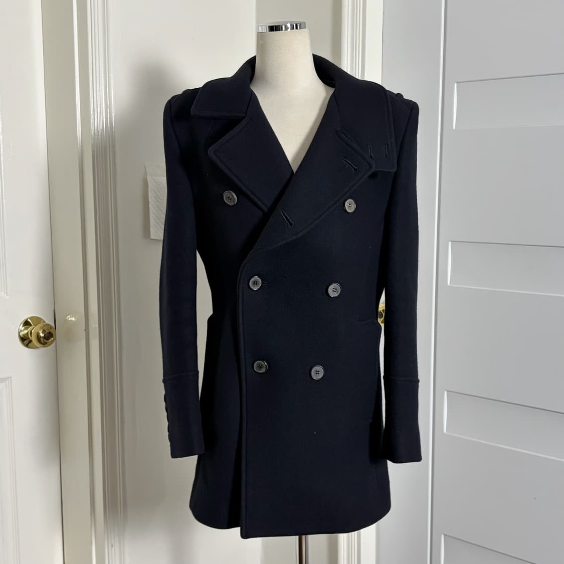 더블브레스트 하이넥코트 네이비 상품이미지6