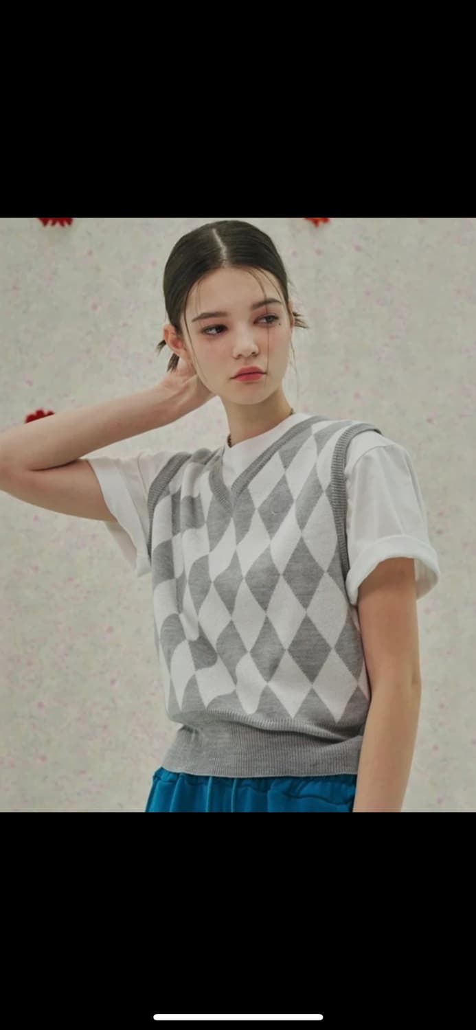 팬시클럽 아가일 니트베스트 상품이미지2