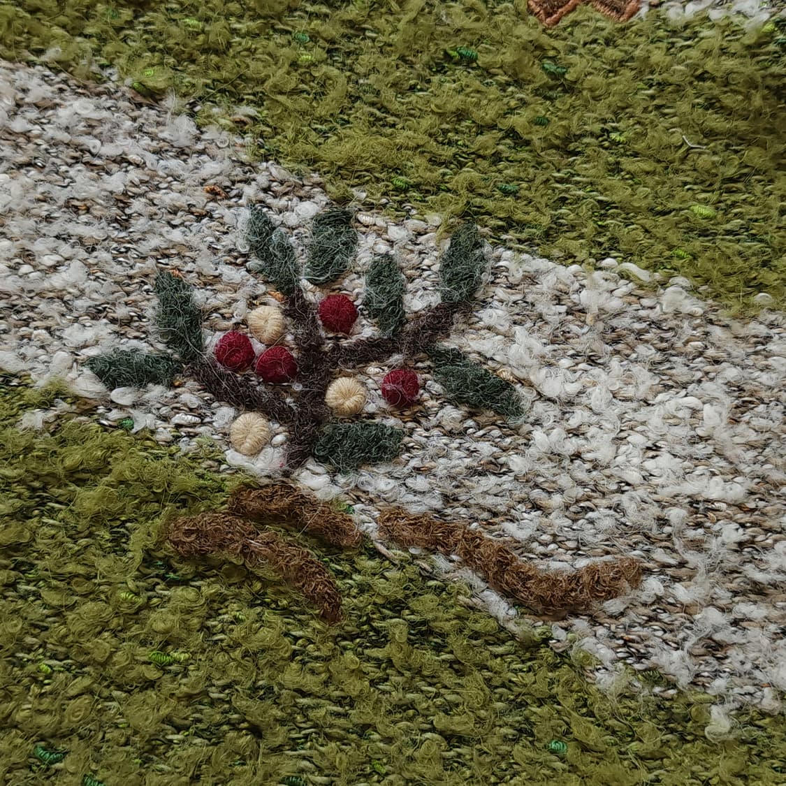 90s 프렌치 핸드메이드 울 니트 컨트리 자수 반집업 니트 L 상품이미지9