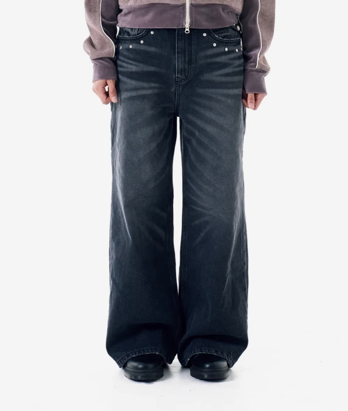 Multi Studded Denim Pants (Black) 상품이미지1