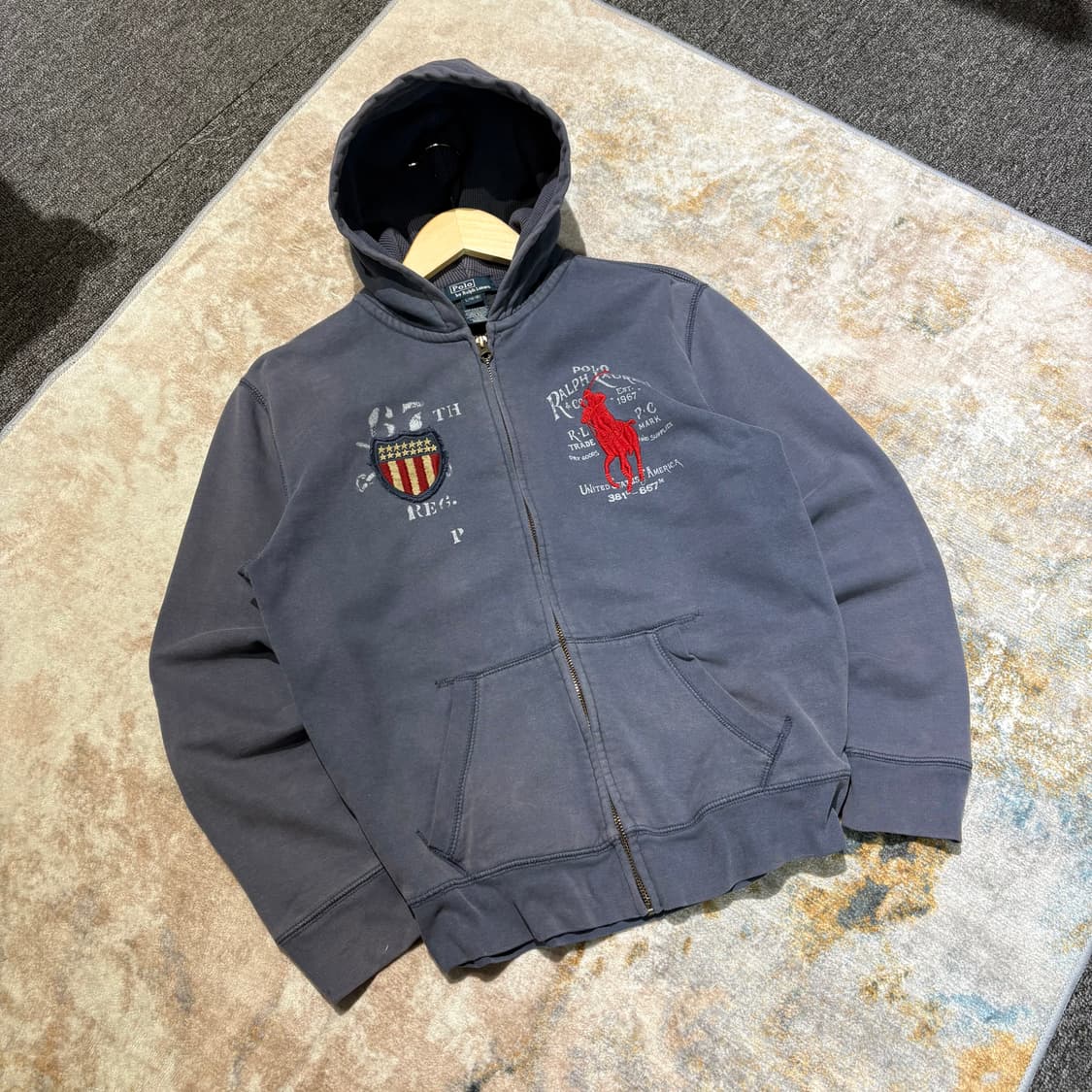 90‘s 폴로 빅포니 성조기 후드집업 상품이미지10