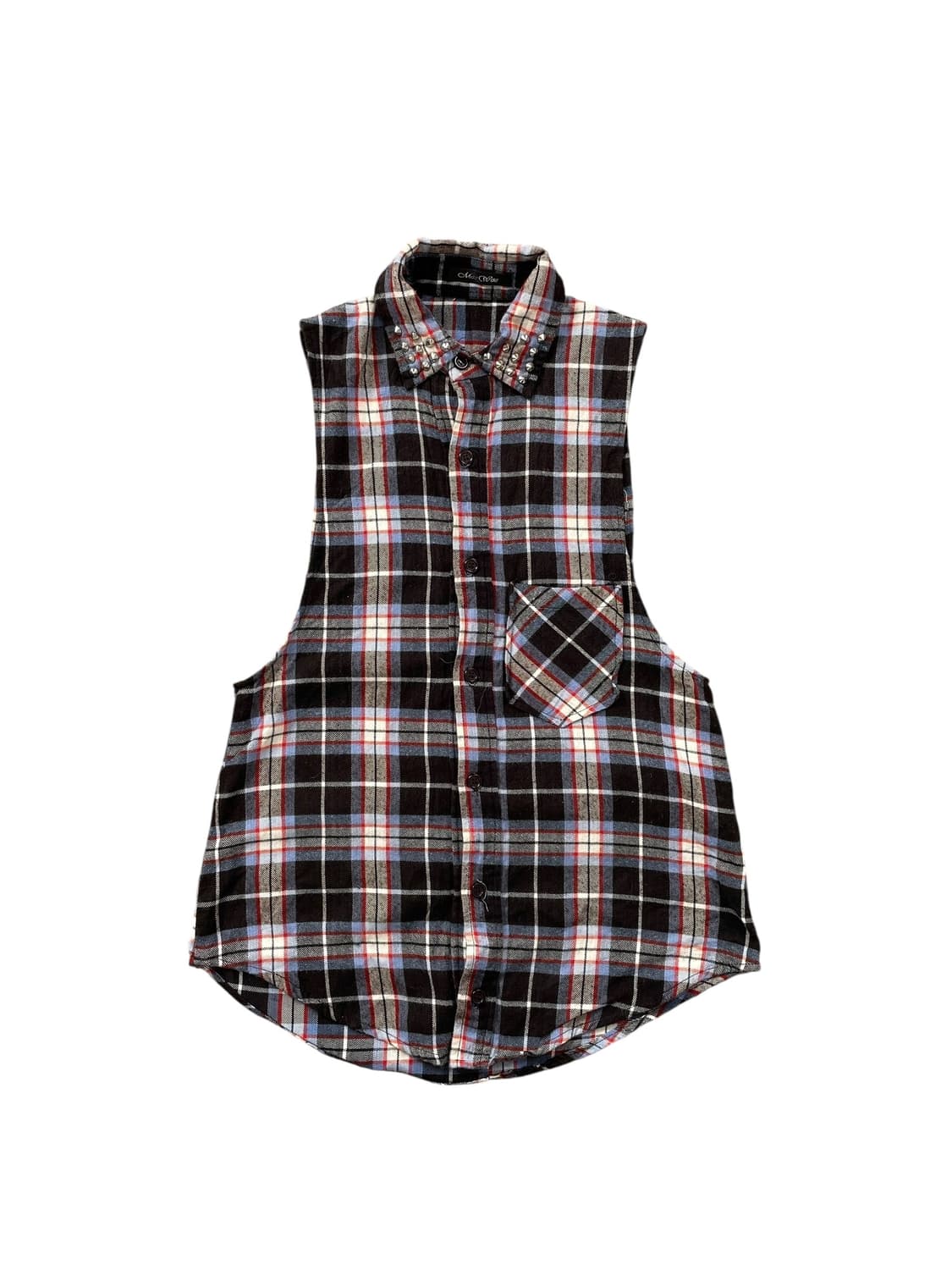 vintage grunge studded flannel vest 상품이미지1