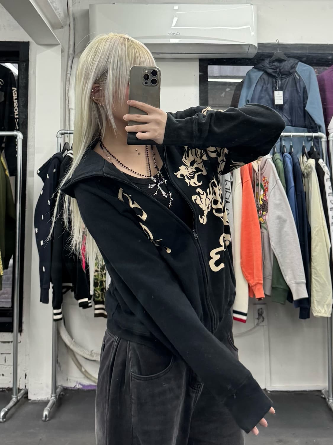 카라쿠리 타마시 오리엔탈 프린팅 후드집업 상품이미지4