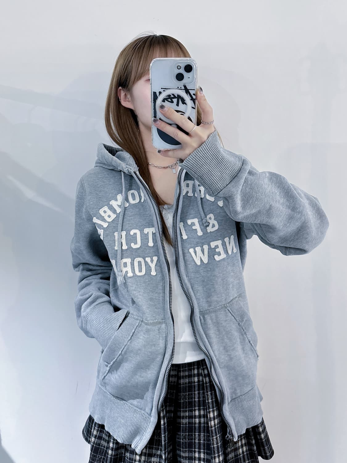 아베크롬비 빅로고 그레이 후드집업 상품이미지3