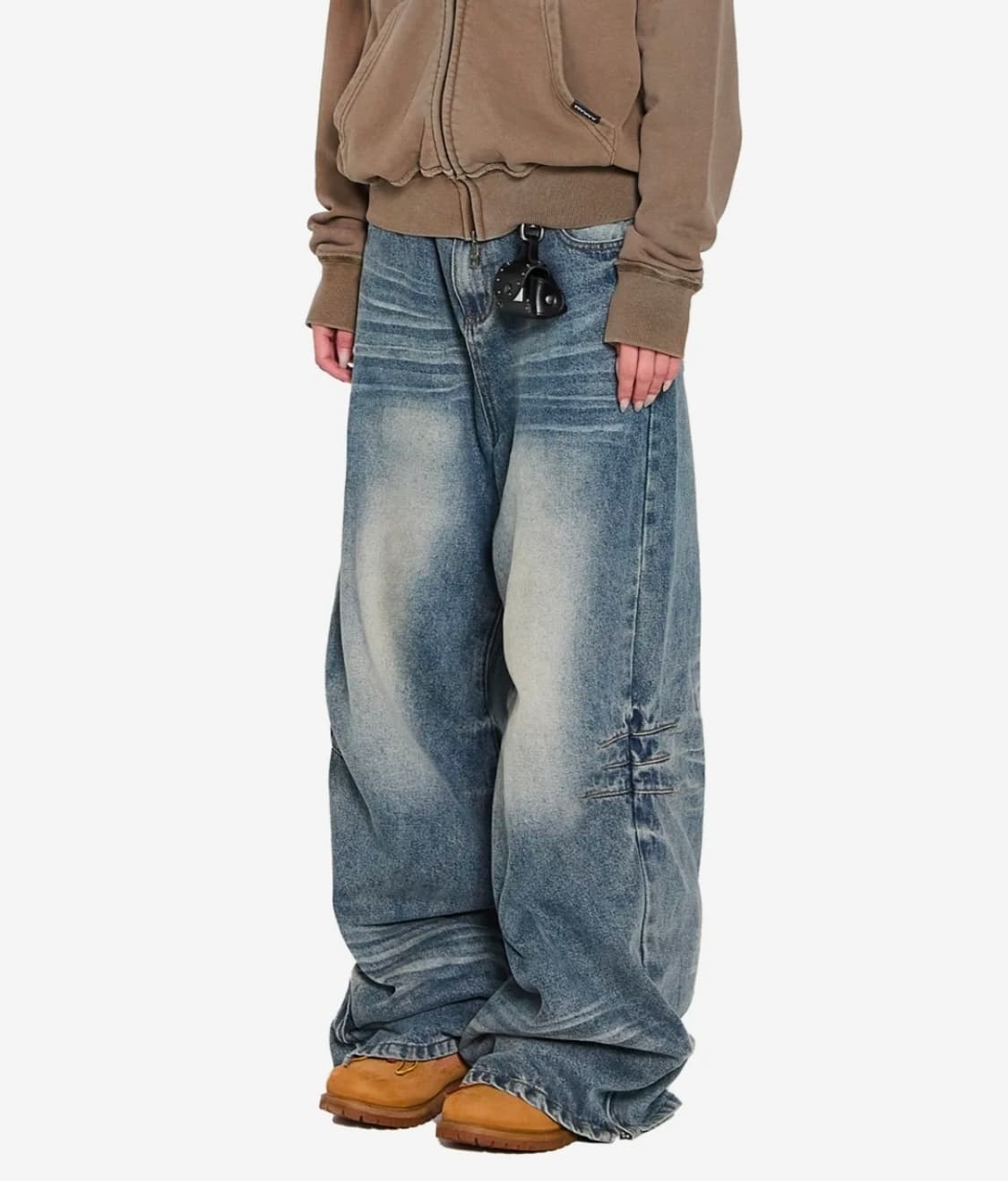 아캄 워시드 지퍼 슬릿 데님 팬츠 1사이즈 상품이미지1