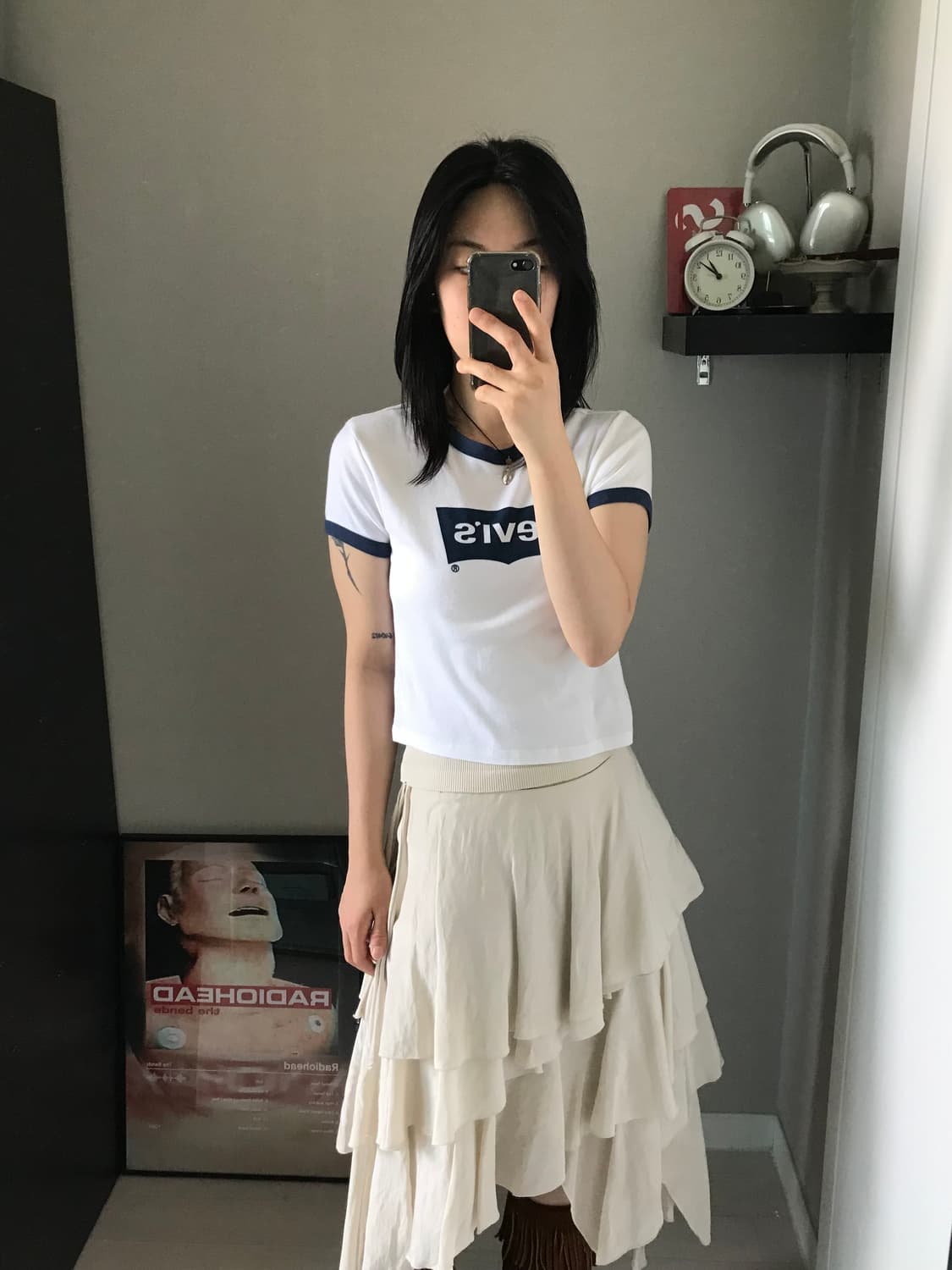 리바이스 중앙 프린팅 화이트 링거티 상품이미지4