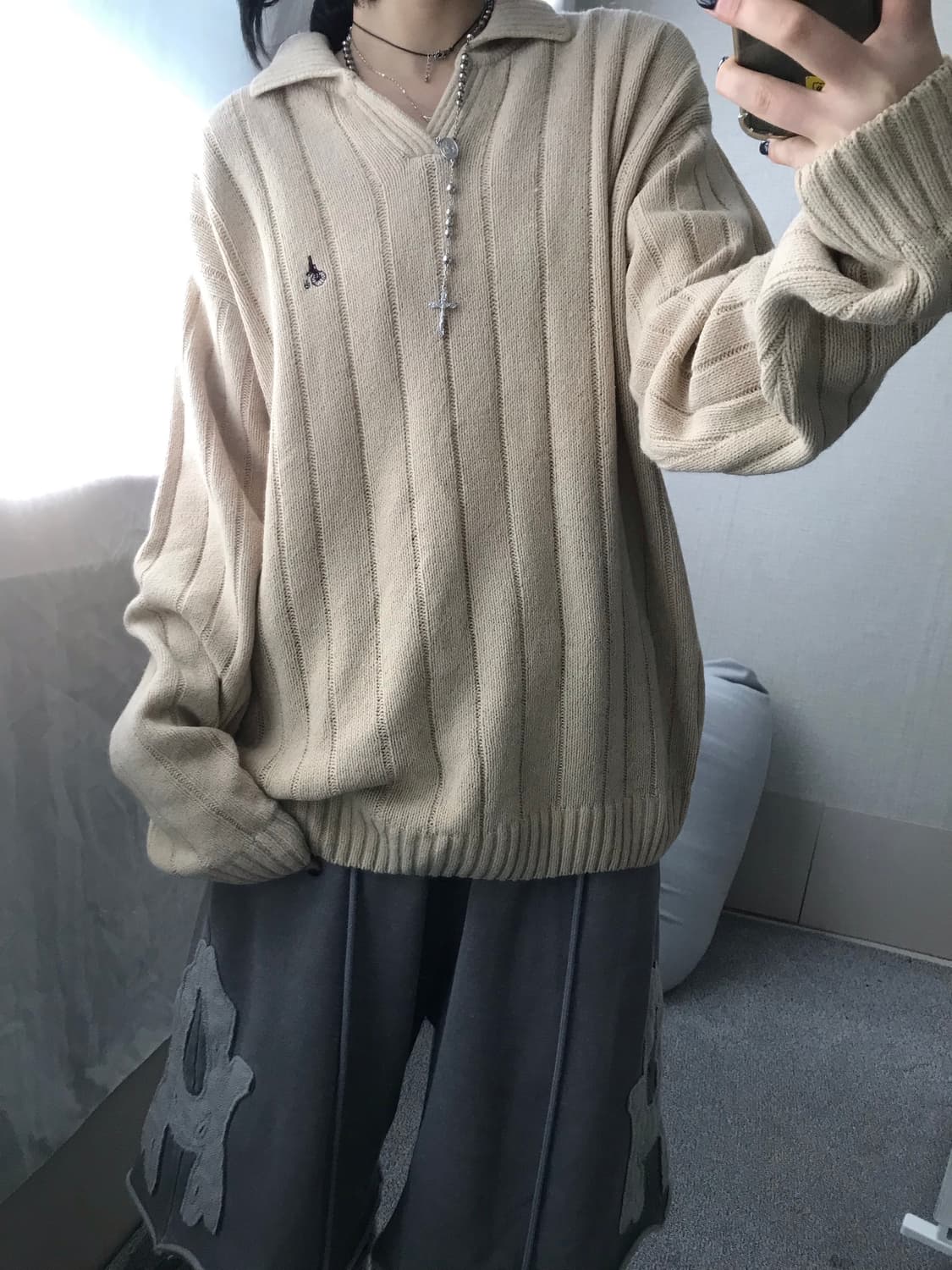 빈폴 베이지 카라 니트 상품이미지3