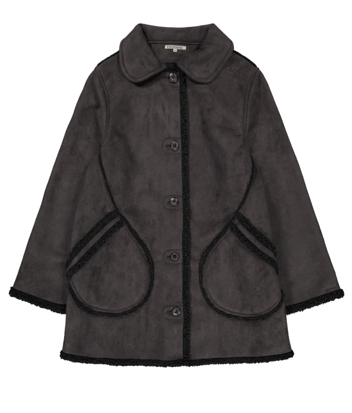 코이세이오 라운드 카라 스웨이드 자켓 (차콜,1size) 상품이미지1