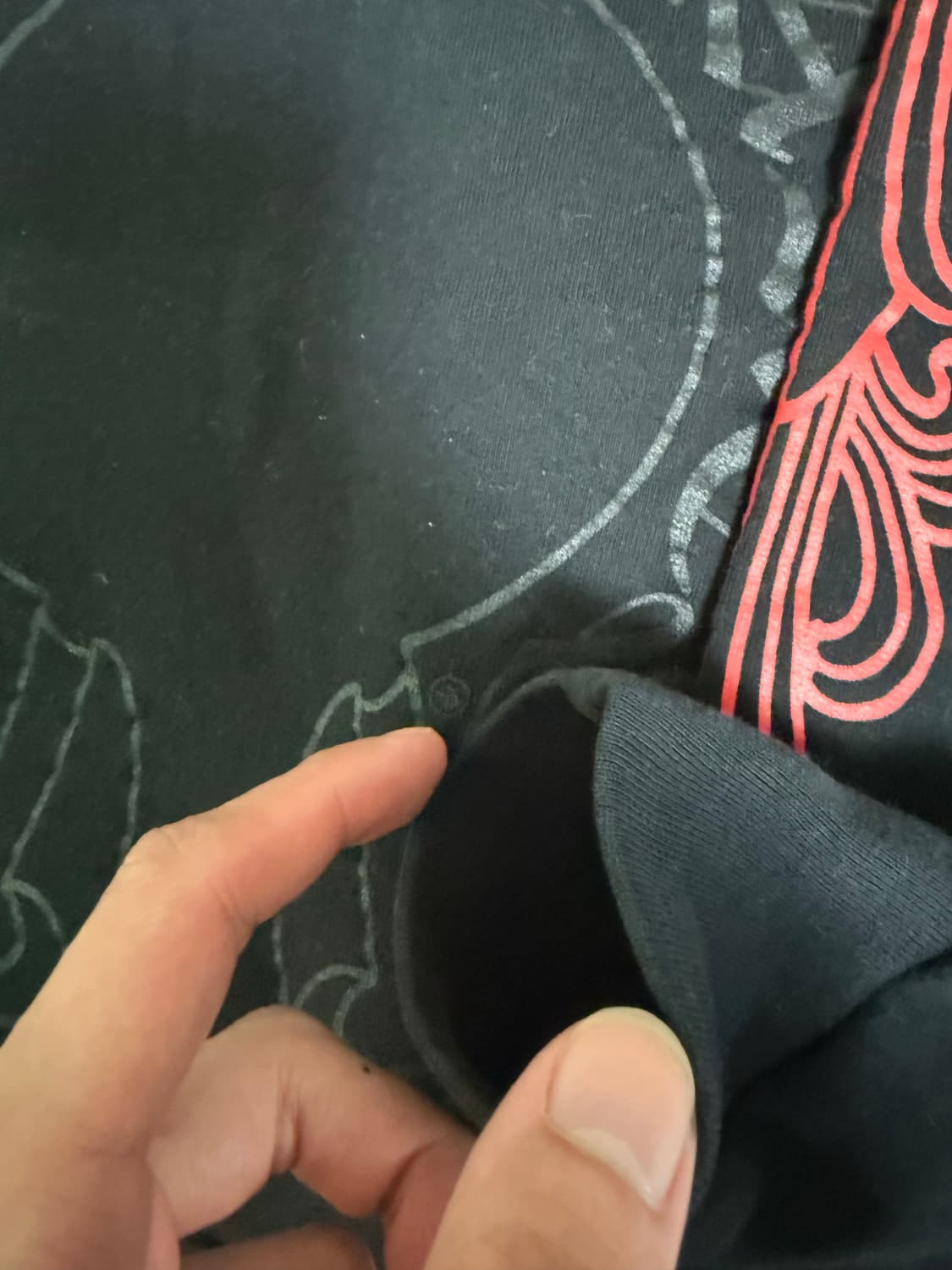 크롬하츠 홀스슈 플로랄 레드후드 XL 고무나염재질 희귀매물 판매 상품이미지3