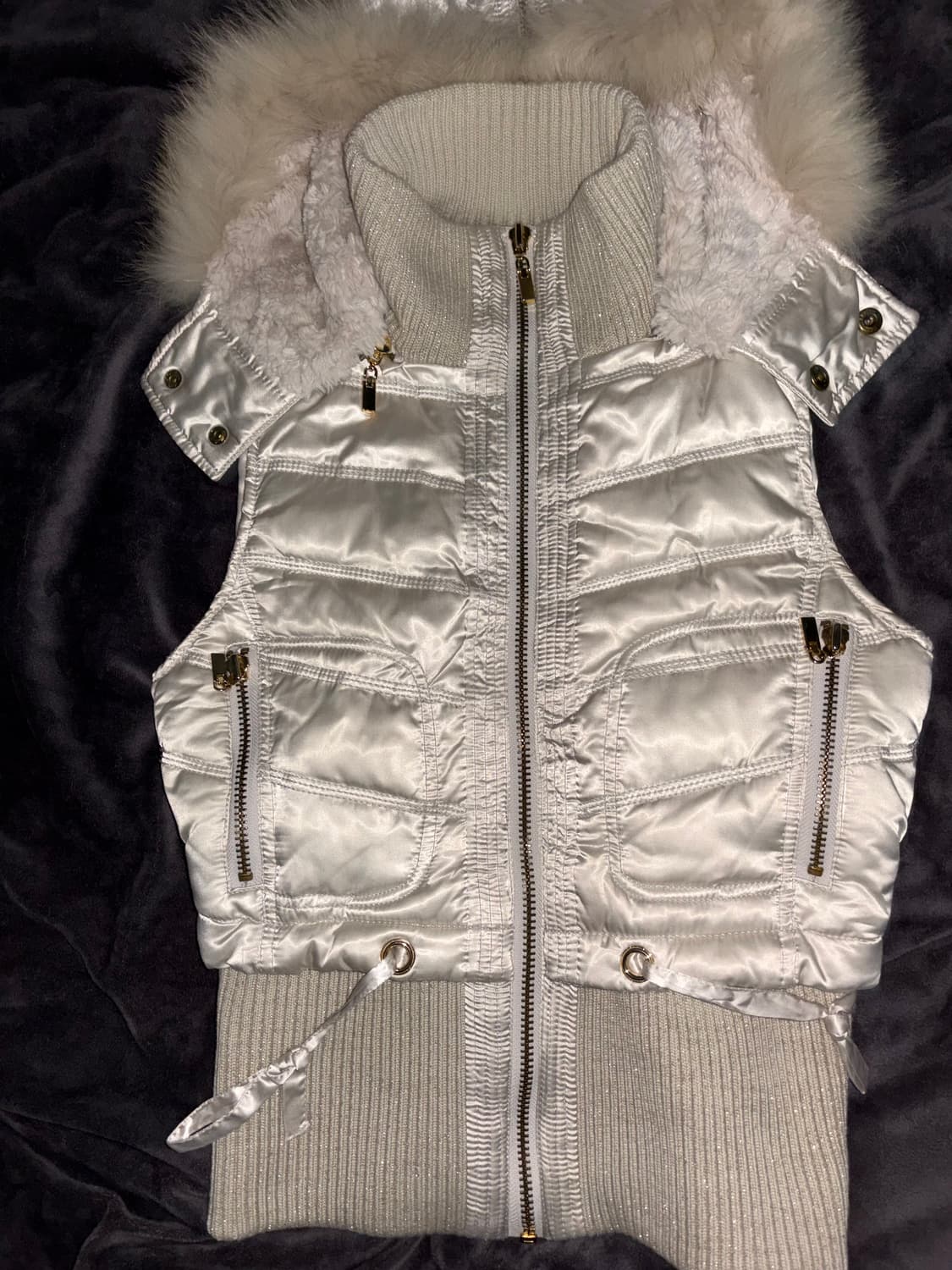 GGPX y2k깔 펑크 슬림핏 허리조절 스트링 유광 털숏 패쪼 상품이미지1