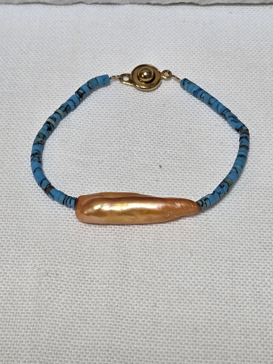 미국 빈티지 피치 바로크 진주 목걸이 & 팔찌 세트 상품이미지4